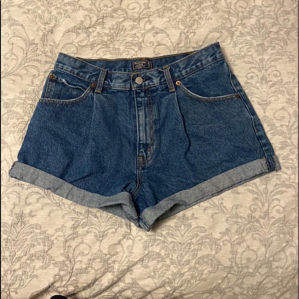 Abercrombie Blue High Waist Denim Jean Shorts
